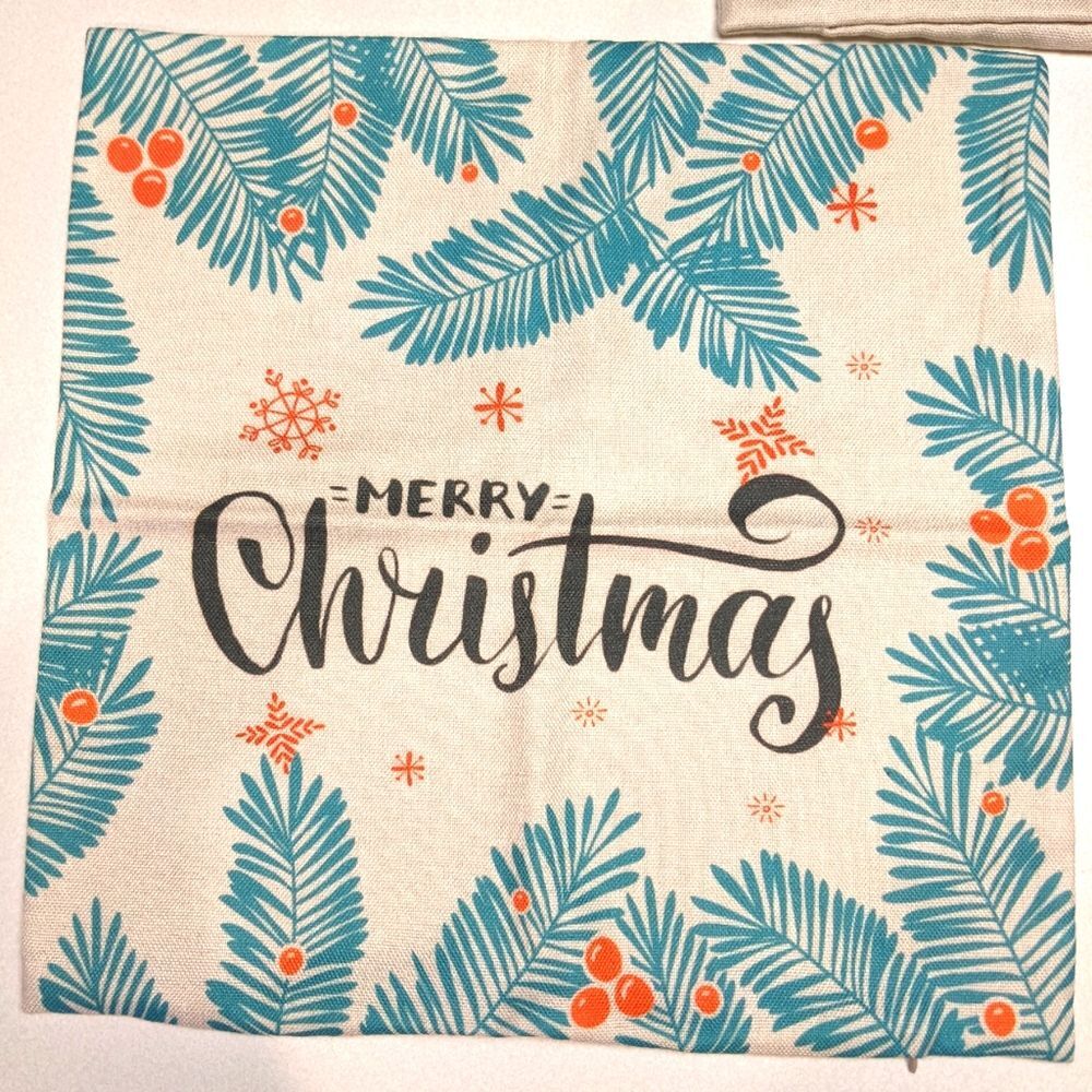 Pillow covers (3) for 18"x 18" pillows, "Merry Christmas", retro vintage style